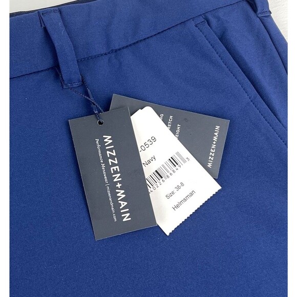 Mizzen+Main Helmsman Performance Golf Chino Short Mens 38x8 Navy Blue New NWT - Picture 4 of 10